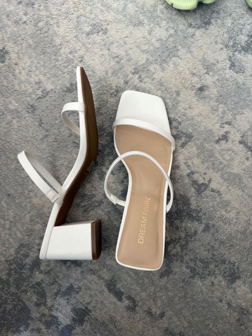 Unused white two strap heels